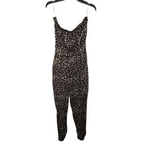 Women's Almost Famous Sleeveless Jumpsuit Cheetah Print Size L